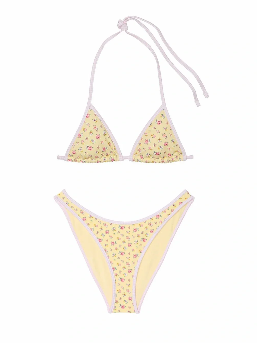 Frankie’s Bikini’s x Victoria’s Secret PINK Yellow Floral Bikini Set, XS/Small